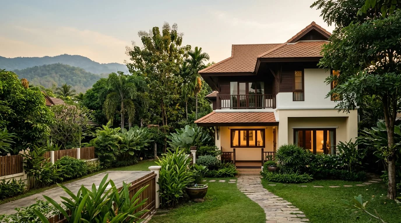 บ้านร่วมสมัยบรรยากาศเชียงใหม่ ท่ามกลางสวนและภูเขา